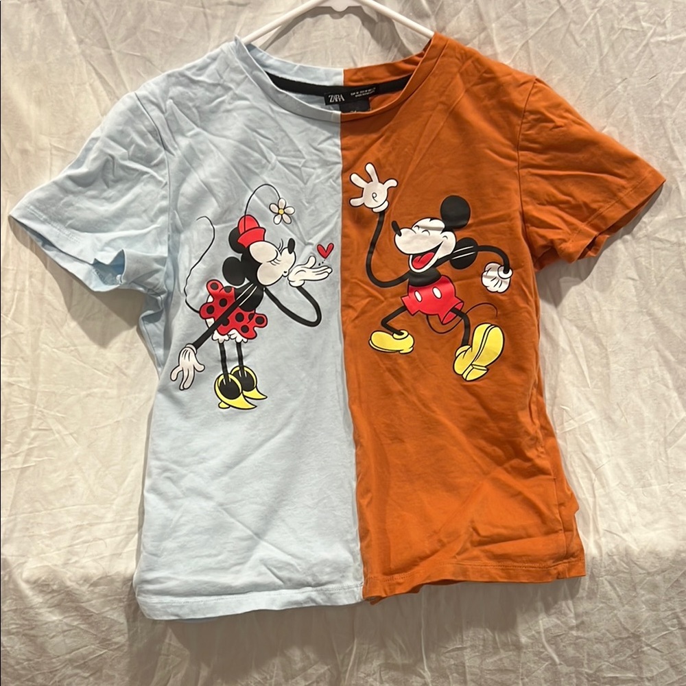 Disney Mickey Minnie Zara Blue and Orange Short Sleeve Tees